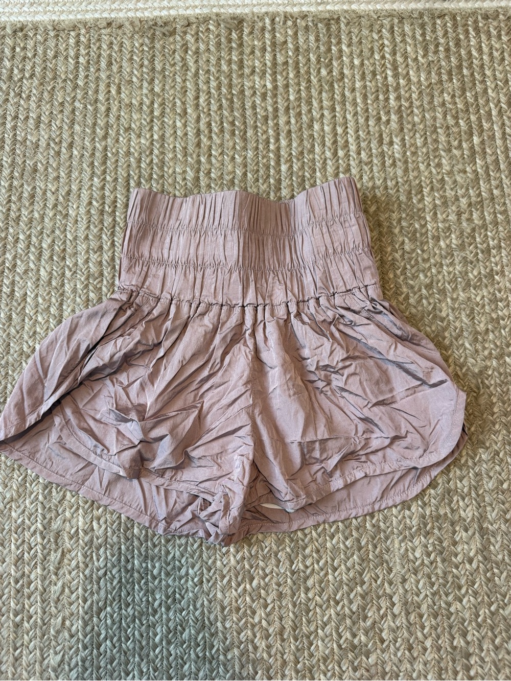 Women's High-Waist Smocked Bubble Shorts - Dusty Rose